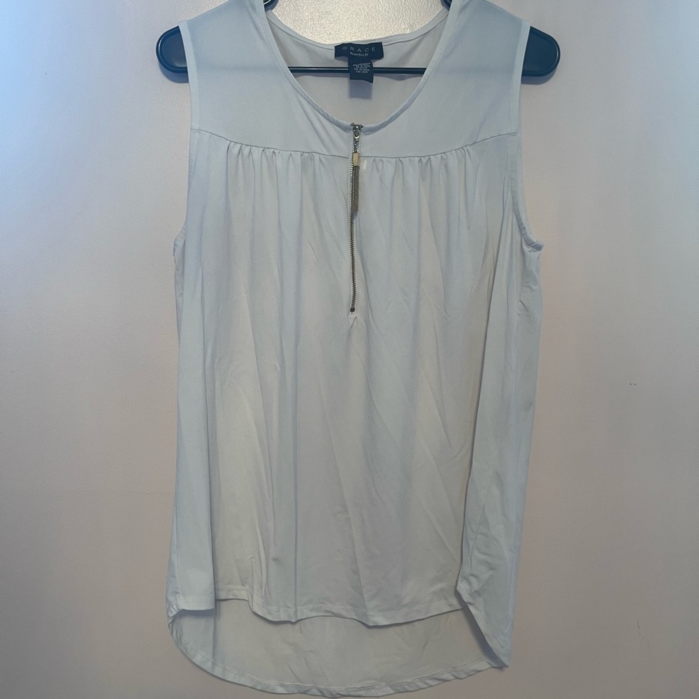 Women's Sleeveless White Top with Zipper